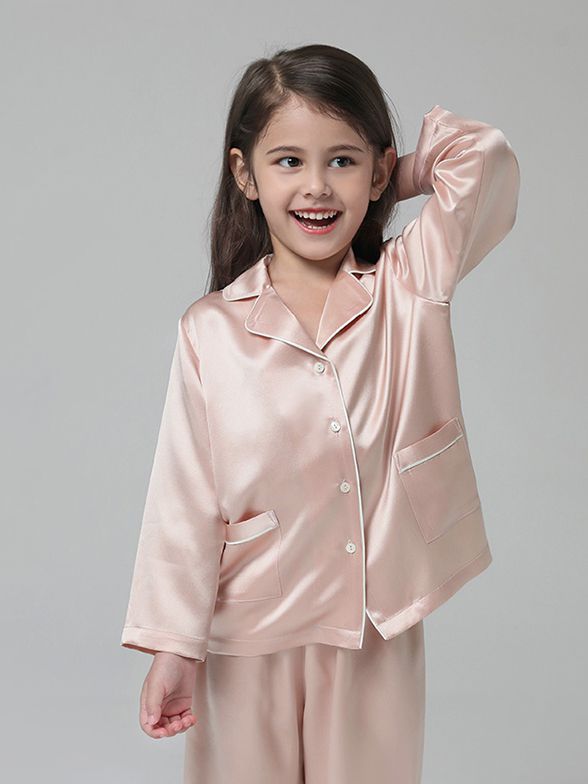 19 Momme Kids Silk Pajamas Set Boys and Girls Silk PJs